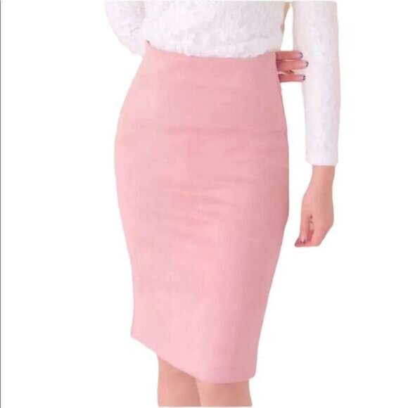 Dresses & Skirts - SUEDE mini pencil skirt pink Barbie core gorpcore size Medium NWOT